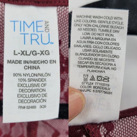Time and Tru Lace Cardigan Maroon Wine L-XL Peplum Ruffle Bell 3/4 Sleeve Tunic - Picture 4 of 12